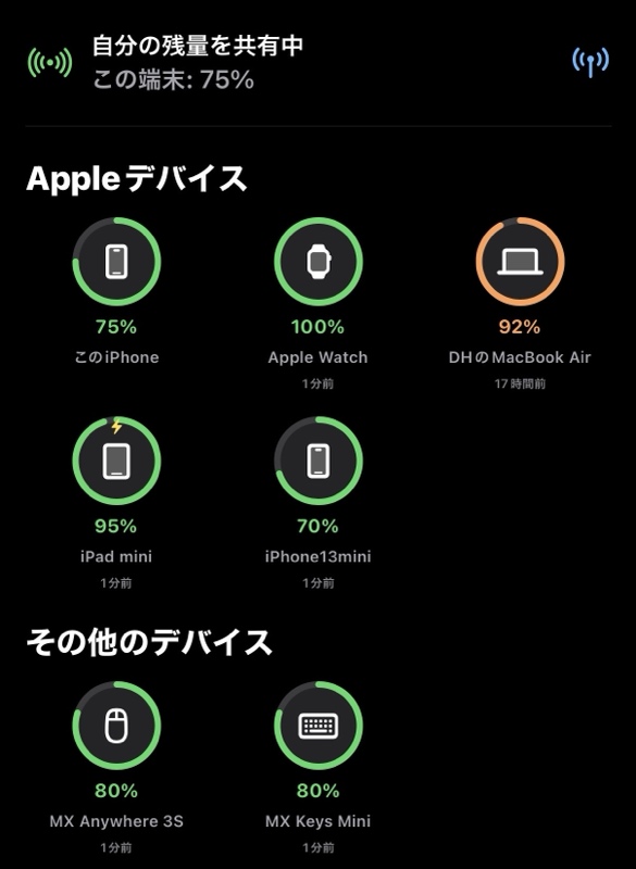 BatteryBarの表示画面